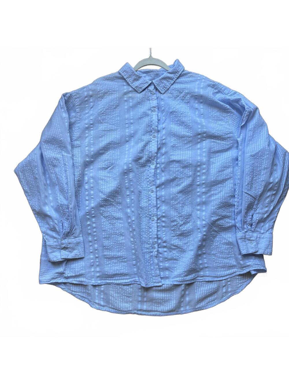 Aerie Blue Seersucker Button Up Coverup Shirt - XXL
